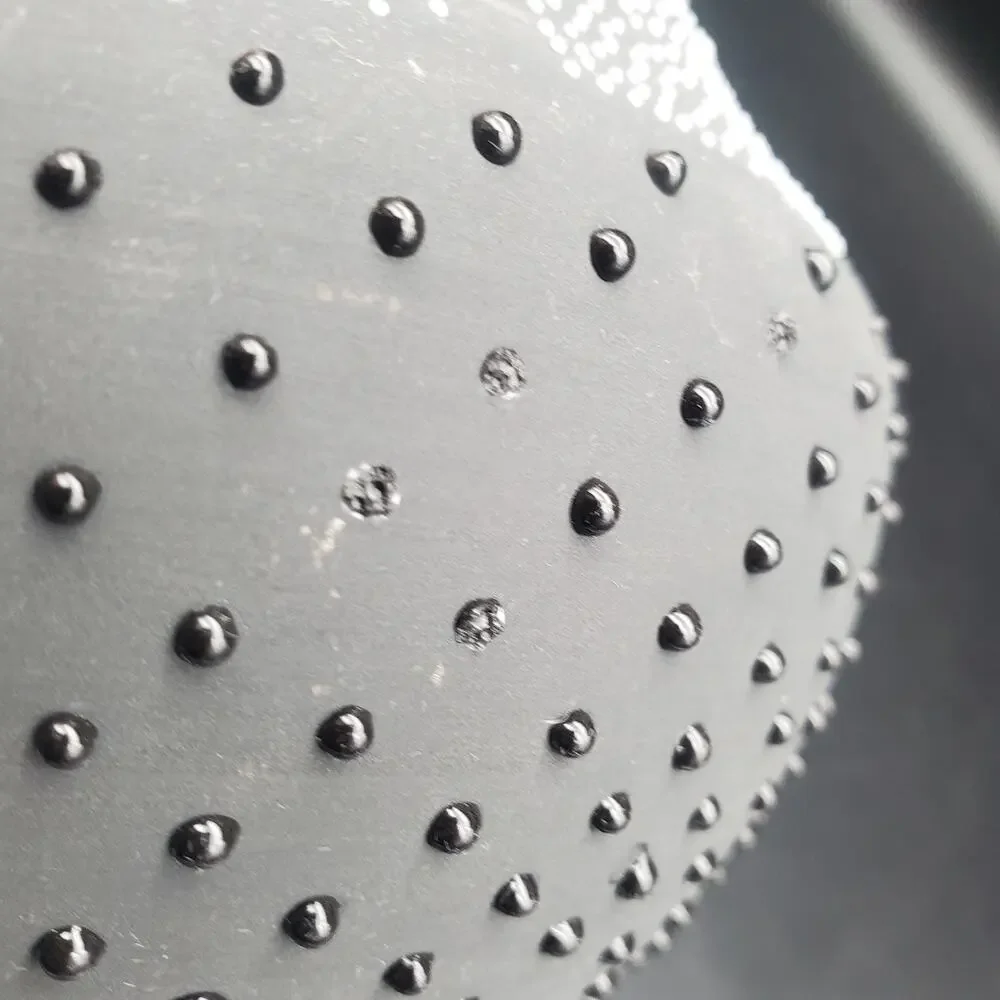West Elm Hand Painted Gray Black Dot Ceramic Bowl Textured Centerpiece
